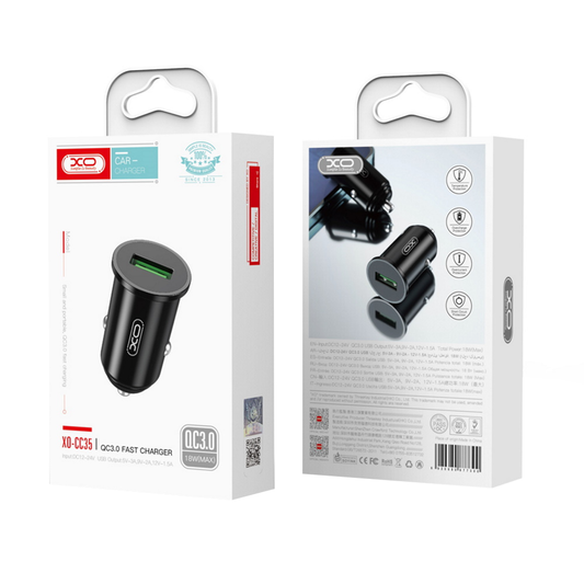 Caricabatterie Auto XO Design CC35, 18W, 3A, 1 x USB-A, Nero