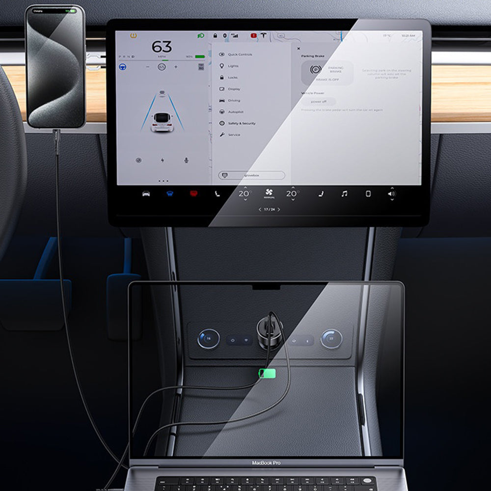 Caricabatterie Auto Yesido Y65, 100W, 5A, 1 x USB-A - 1 x USB-C, Nero