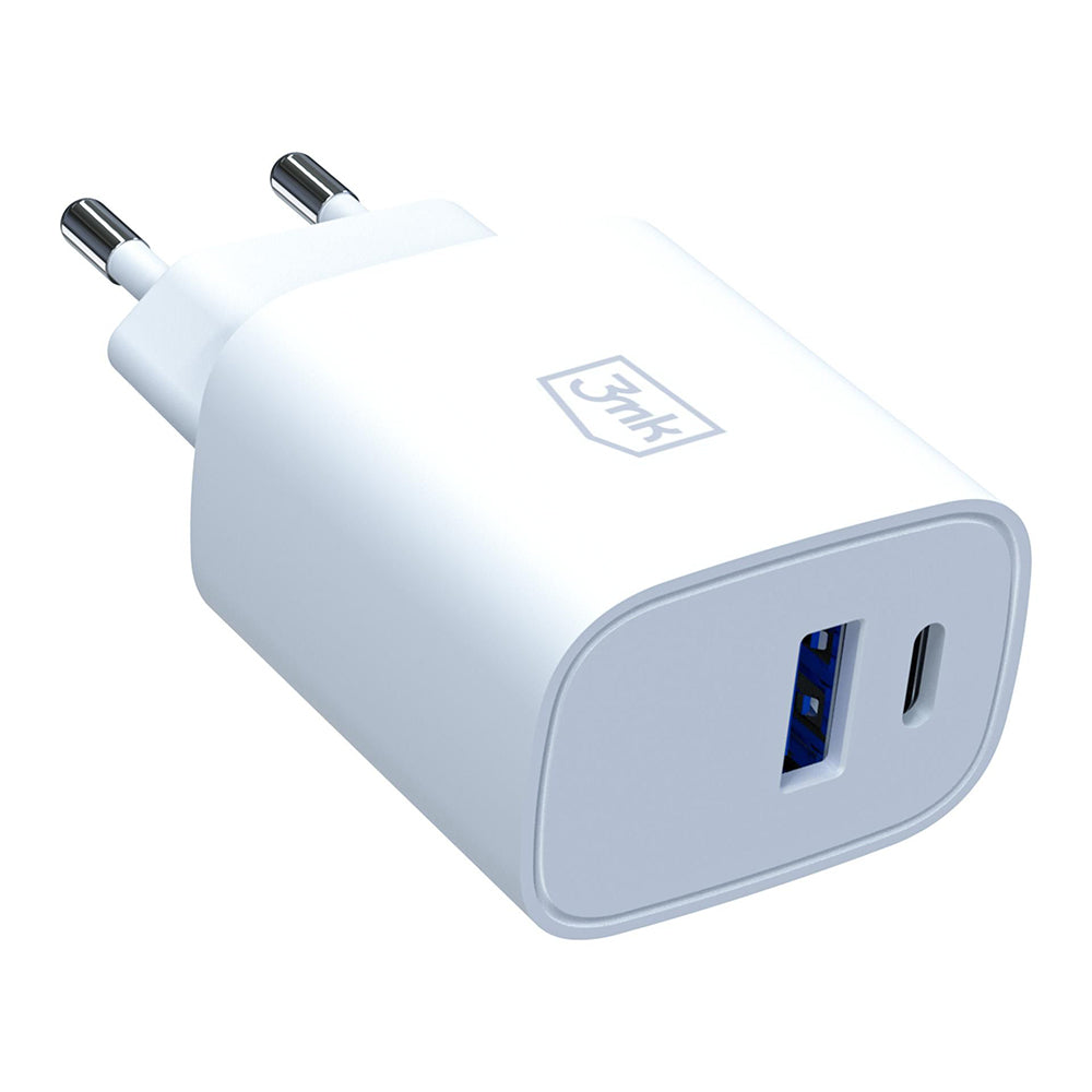 Caricatore da rete 3MK FlowPower, 25W, 1 x USB-A - 1 x USB-C, Bianco