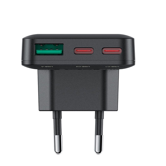 Caricabatterie Retea Acefast A100, 65W, 3.25A, 1 x USB-A - 2 x USB-C, Nero