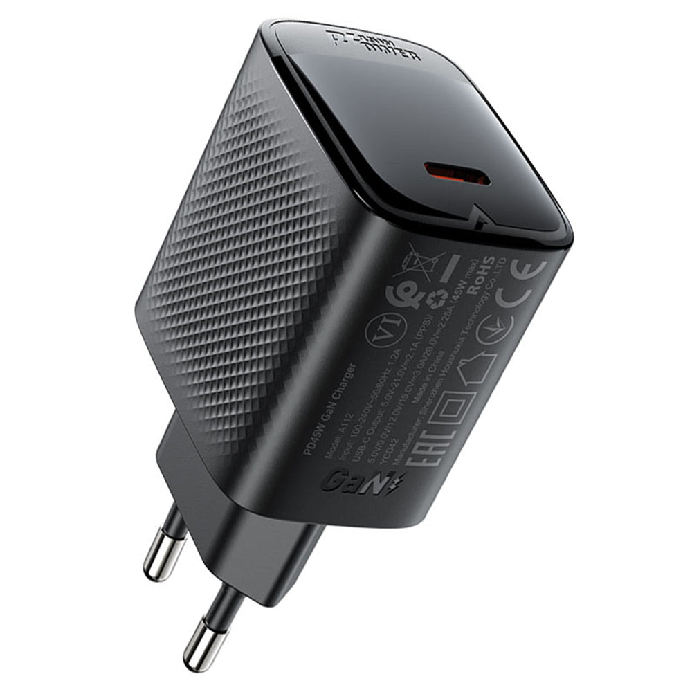 Caricabatterie da rete Acefast A112, 45W, 3A, 1 x USB-C, Nero