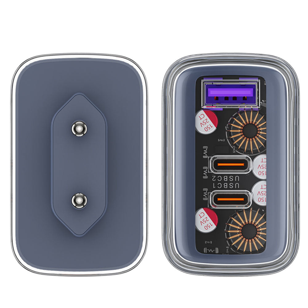 Caricabatterie Rete Acefast A45 Exploration, 65W, 3.25A, 1 x USB-A - 2 x USB-C, Grigio