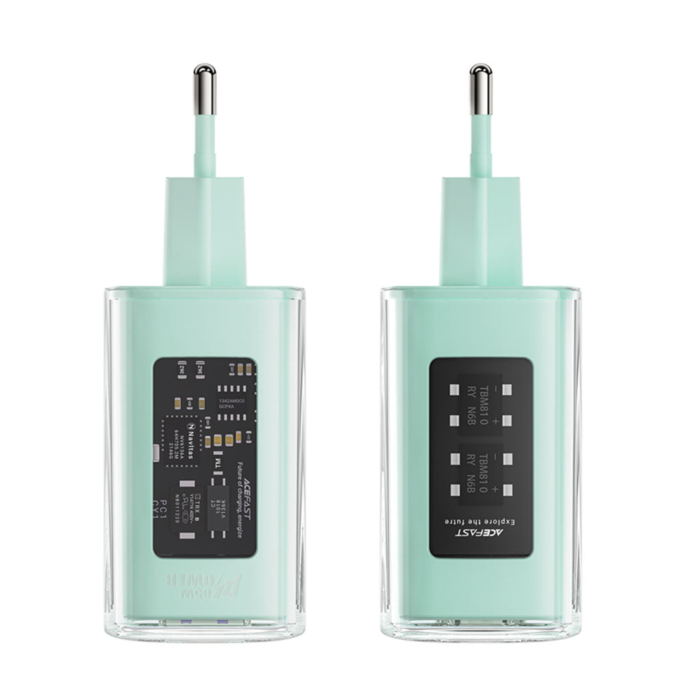 Caricabatterie Rete Acefast A45 Exploration, 65W, 3.25A, 1 x USB-A - 2 x USB-C, Verde