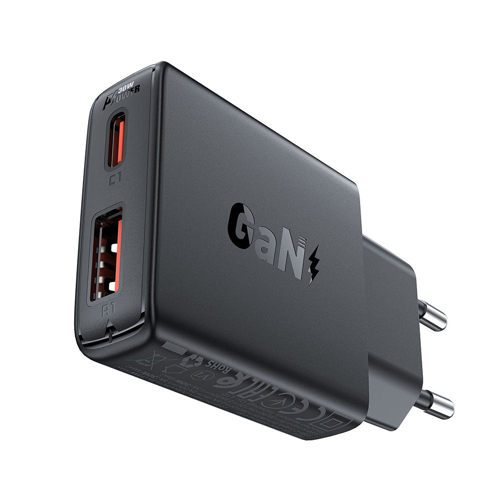 Caricabatterie Retea Acefast A69, 30W, 3A, 1 x USB-A - 1 x USB-C, Nero