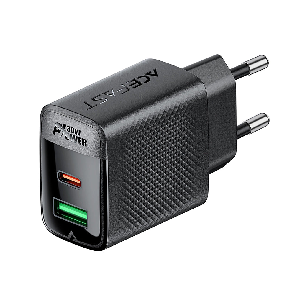 Caricabatterie Retea Acefast A98, 30W, 3A, 1 x USB-A - 1 x USB-C, Nero