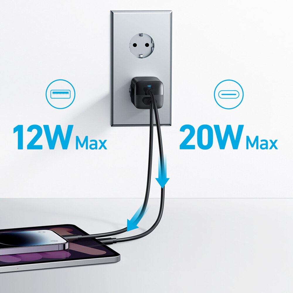Caricabatterie di rete Anker 323, 33W, 3A, 1 x USB-A - 1 x USB-C, nero A2331G11
