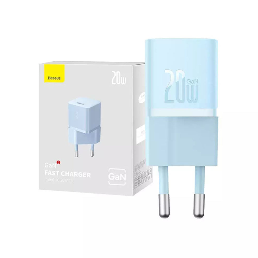 Caricabatterie Rete Baseus GaN Mini 1C, 20W, 3A, 1 x USB-C, Blu CCGN050103