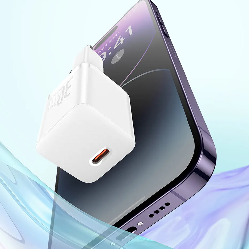 Caricabatterie Retea Baseus GaN Mini 1C, 30W, 3A, 1 x USB-C, Blu CCGN070603