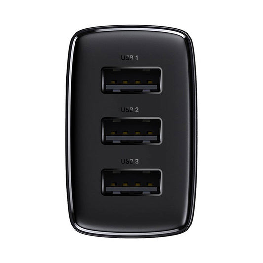 Caricatore di rete Baseus Compact 3U, 17W, 2,1A, 3 x USB-A, nero CCXJ020101