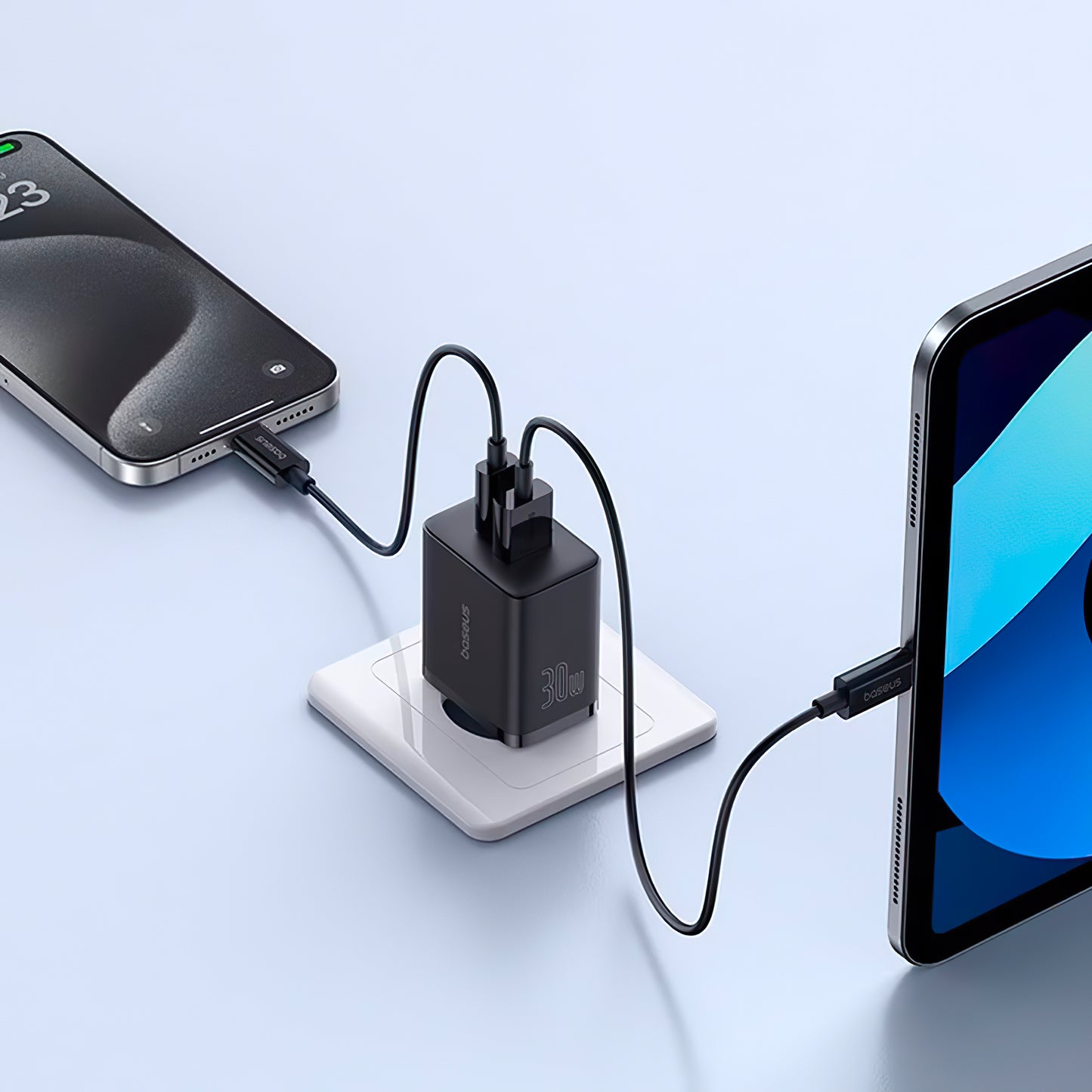 Caricatore di rete Baseus Cube, 30W, 2,4A, 1 x USB-A - 1 x USB-C, nero P10111404113113-00