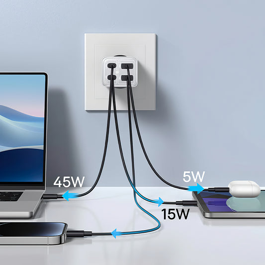Caricatore di rete Baseus GaN6 Pro, 65W, 3,25A, 2 x USB-A - 2 x USB-C, bianco