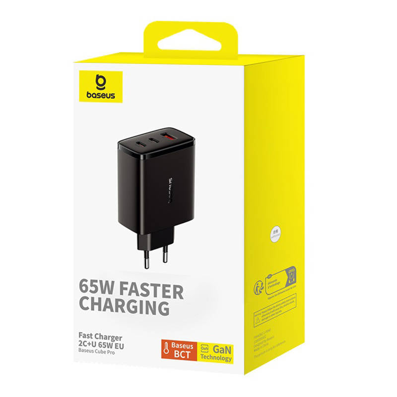 Caricabatterie Rete Baseus Cube Pro, 65W, 3.25A, 1 x USB-A - 2 x USB-C, Nero P10152301113-00
