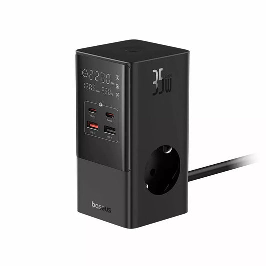 Caricabatterie di rete Baseus PowerCombo, 35W, 5A, 2 x USB-A - 2 x USB-C - 3 x Schuko, nero E00023606113-00