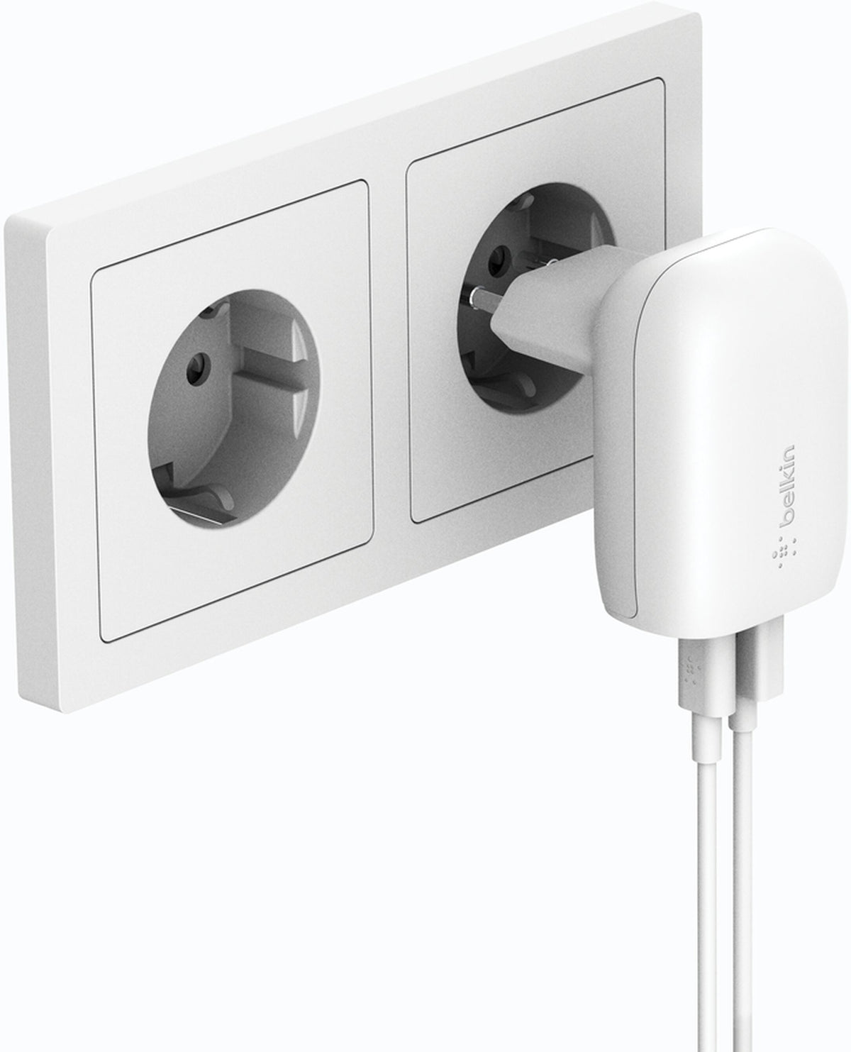 Caricatore da rete Belkin BoostCharge Dual, 37W, 3A, 1 x USB-A - x USB-C, Bianco WCB007vfWH