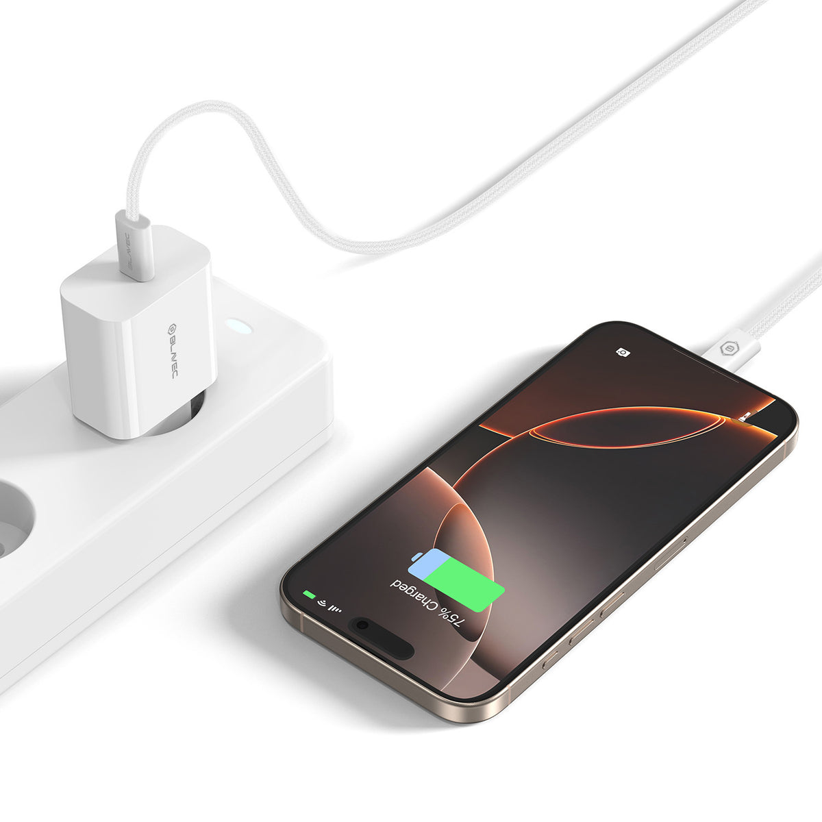 Caricabatterie Rete Blavec BC-7, 45W, 3A, 1 x USB-C, Bianco
