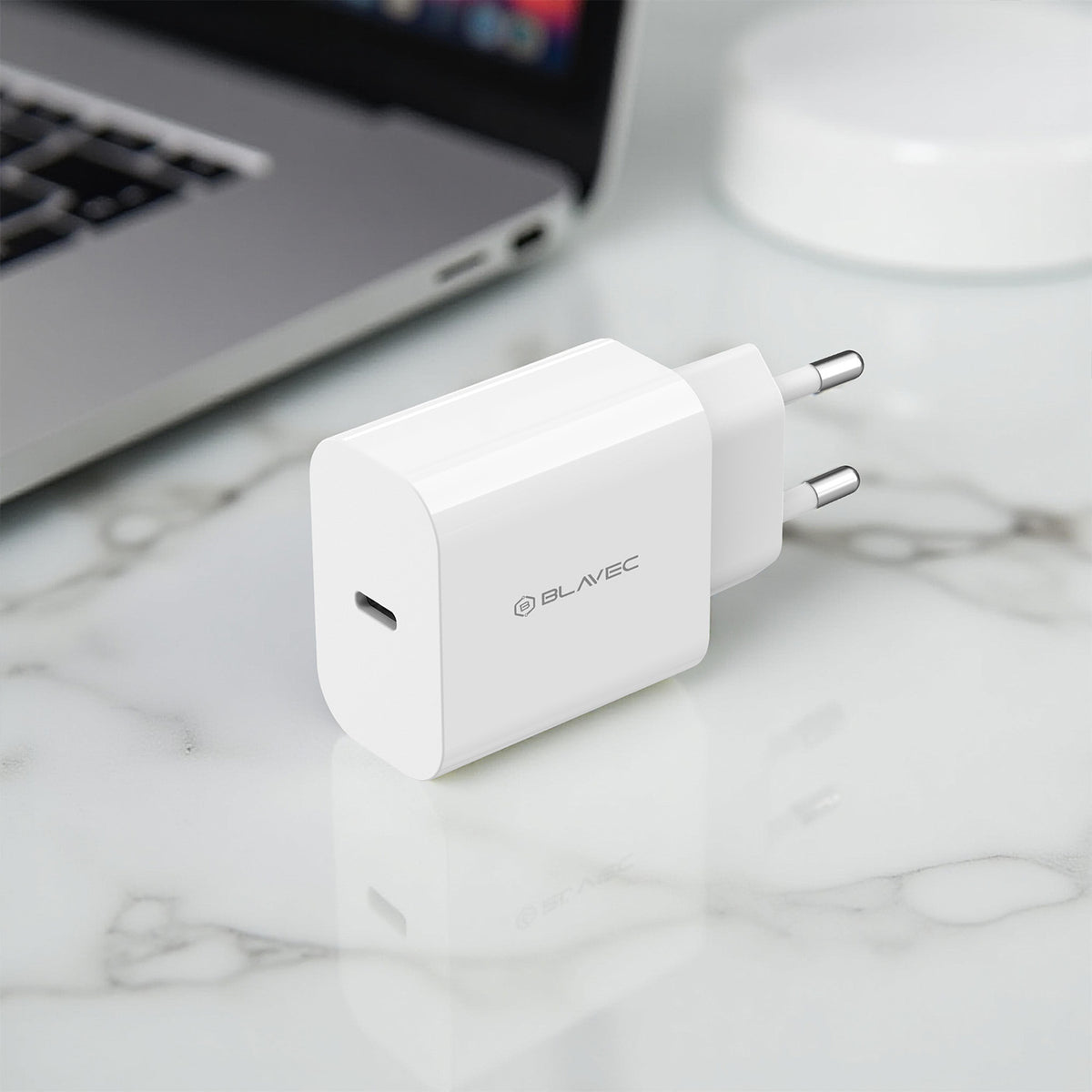 Caricabatterie Rete Blavec BC-7, 45W, 3A, 1 x USB-C, Bianco