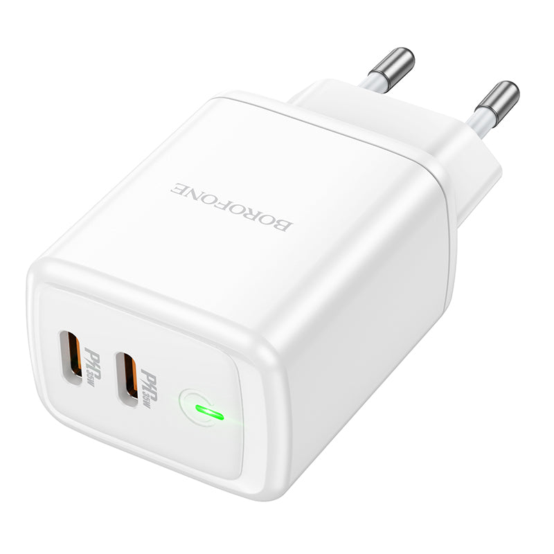 Caricabatterie di rete Borofone BN9, 35W, 3A, 2 x USB-C, bianco