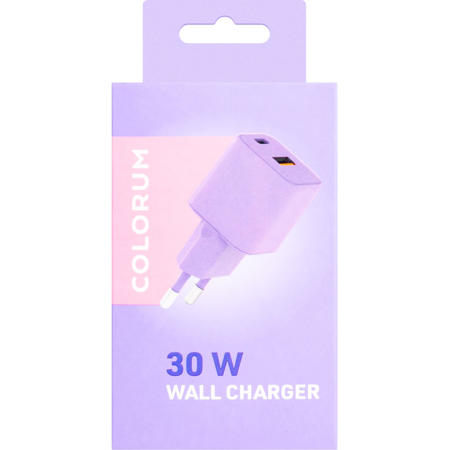Caricabatterie di rete Colourum CLS30-AC-09, 30W, 3A, 1 x USB-A - 1 x USB-C, viola