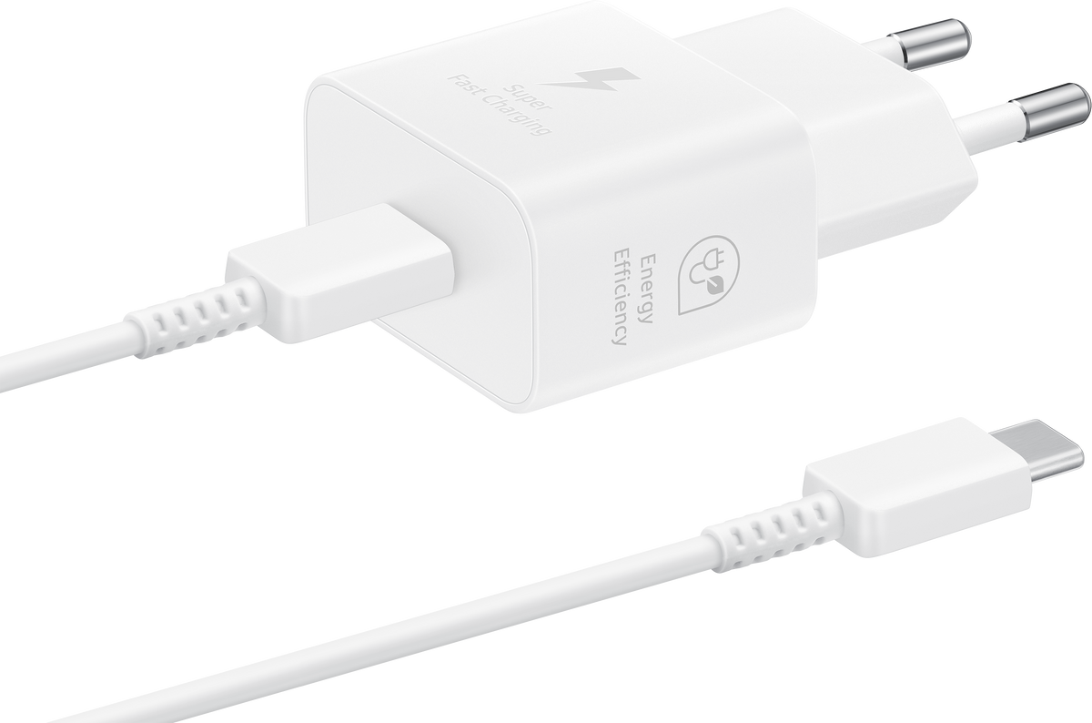 Caricabatterie di rete Samsung con cavo USB-C, 25W, 3A, 1 x USB-C, bianco EP-T2510XWEGEU