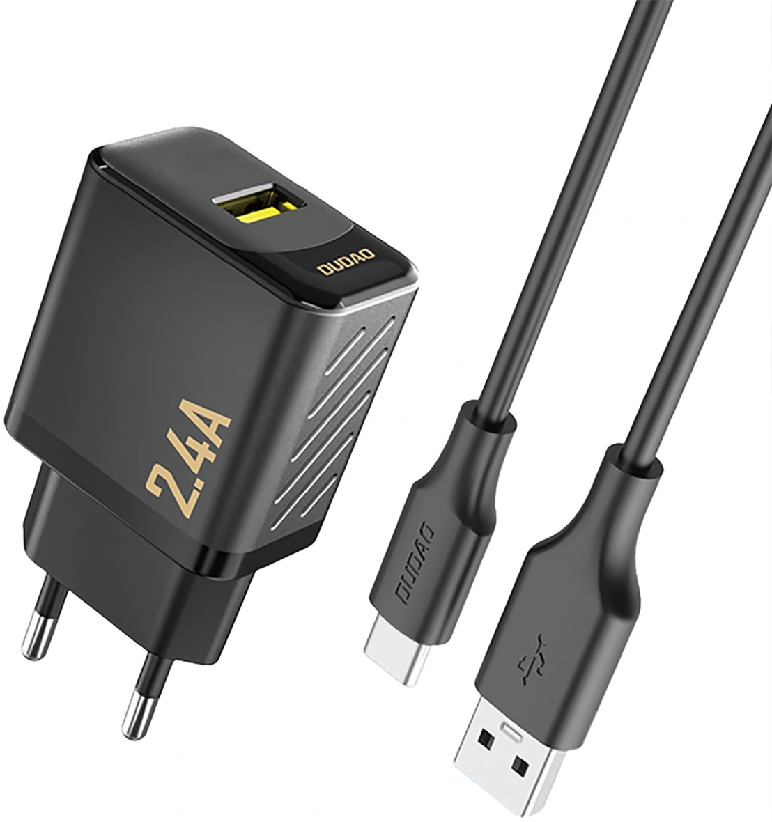 Caricatore da rete con cavo USB-C Dudao A23TEU, 12W, 2.4A, 1 x USB-A, Nero