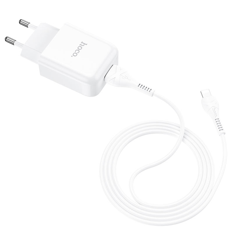 HOCO N2 Network Charger with Lightning Cable, 10W, 2A, 1 x USB-A, White