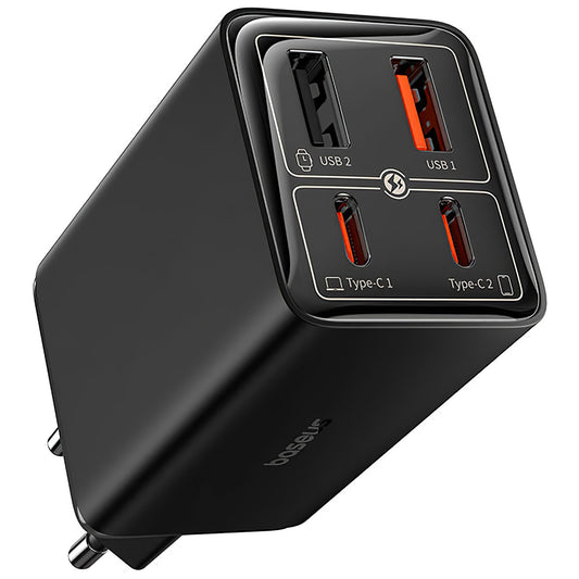Baseus GaN6 Pro Caricatore di rete con cavo USB-C, 100W, 3,25A, 2 x USB-A - 2 x USB-C, nero P10162705112112-00