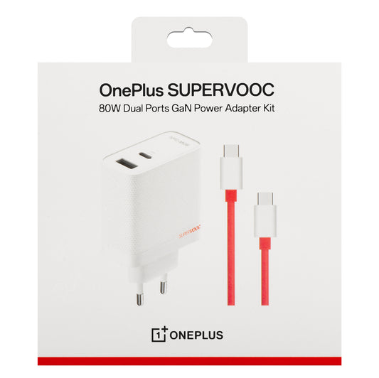 Caricatore da rete con cavo USB-C OnePlus, 80W, 7.3A, 1 x USB-A - 1 x USB-C, Bianco 5461100597