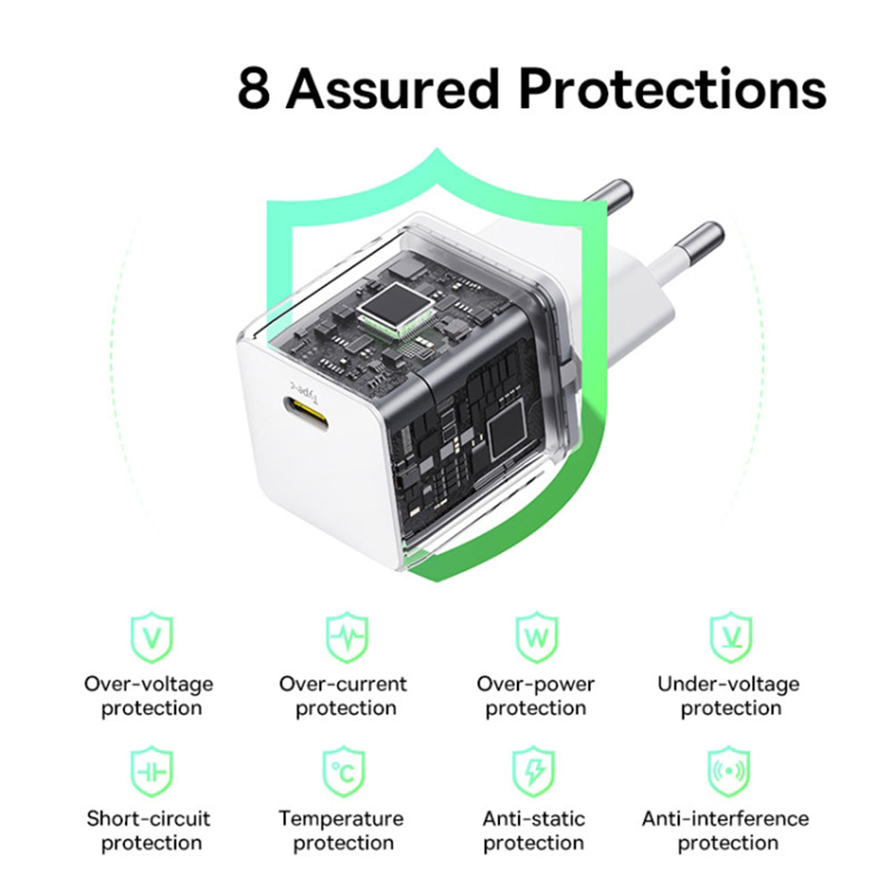 Caricabatterie da Rete con Cavo USB-C Baseus Palm, 30W, 3A, 1 x USB-C, Bianco P10111605213-01