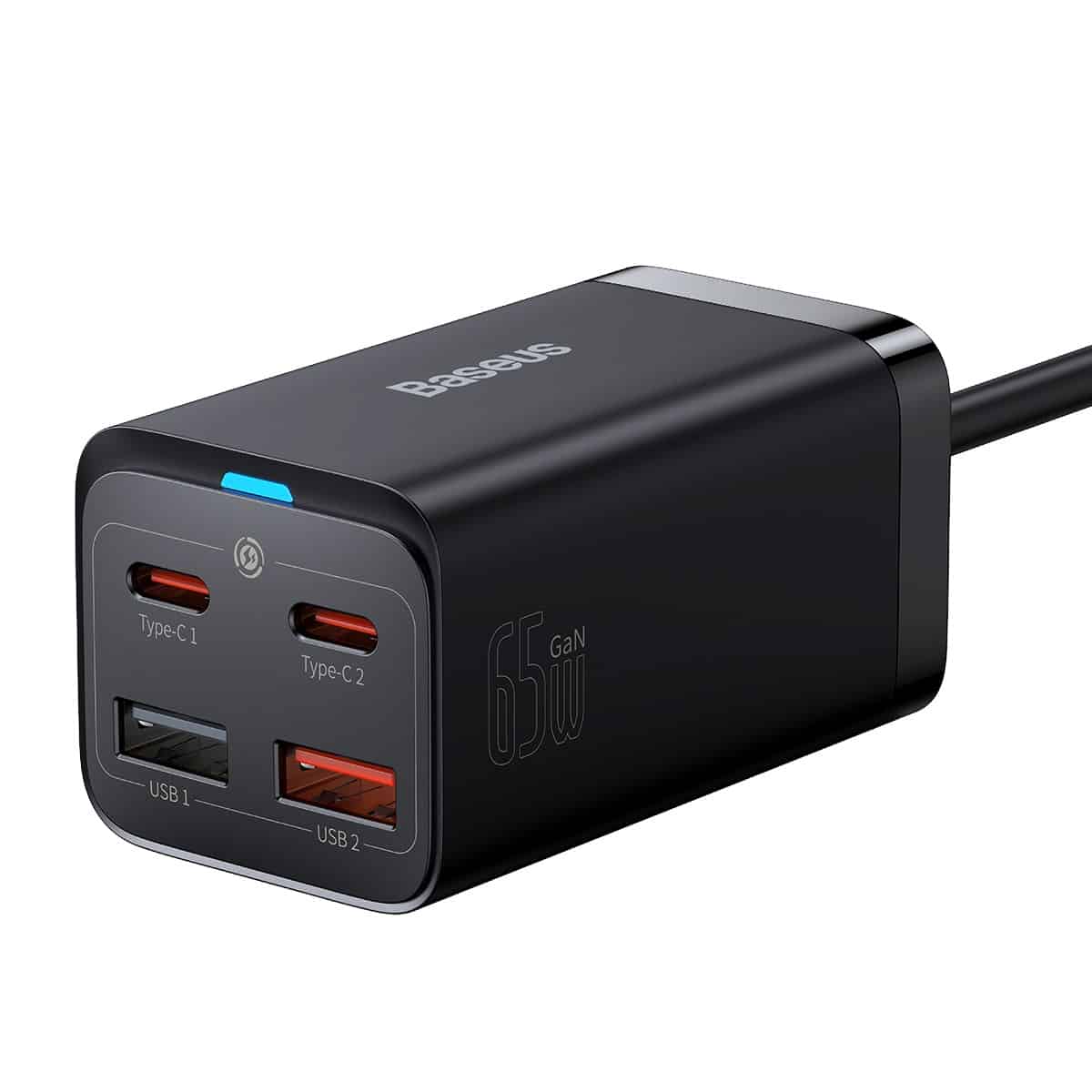 Baseus GaN3 Pro Docking Station Charger, 65W, 3A, 2 x USB-A - 2 x USB-C, Black CCGP040101