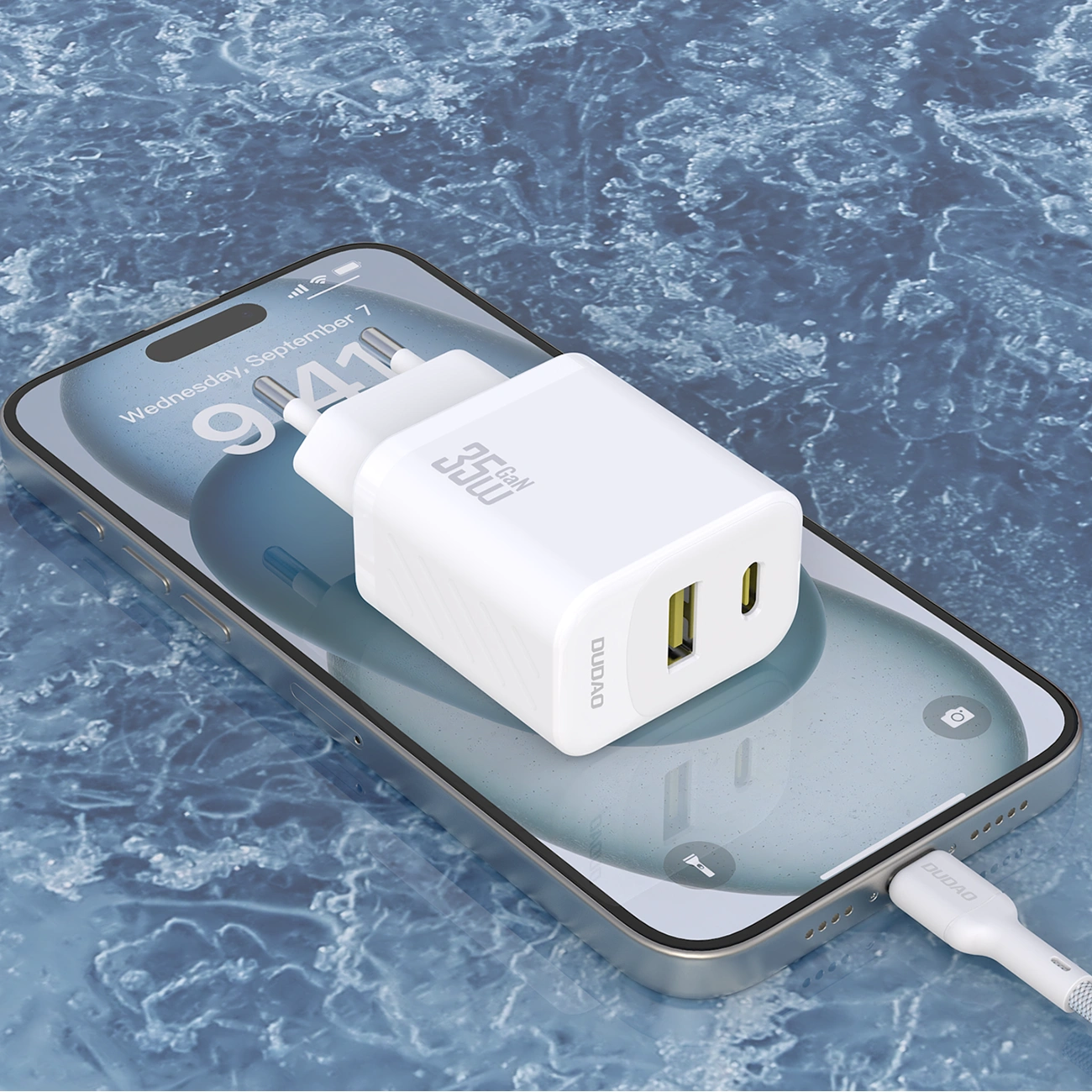 Caricabatterie Rete con Cavo USB-C Dudao A27Max, 35W, 1 x USB-A - 1 x USB-C, Bianco