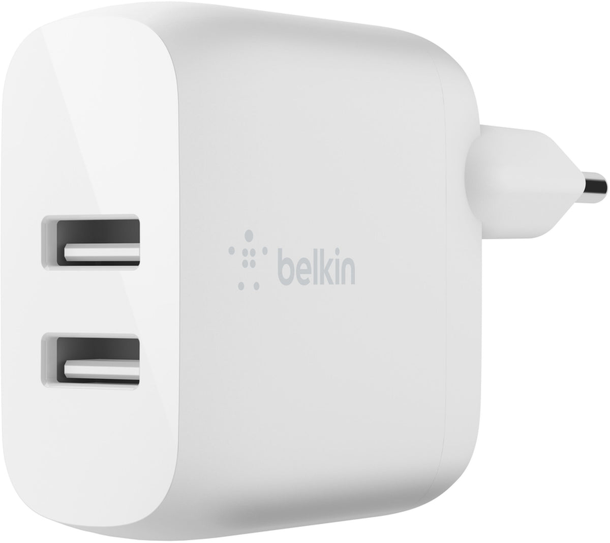 Belkin BoostCharge Dual USB-C Cable Wall Charger, 24W, 2.4A, 2 x USB-A, White WCE001vf1MWH