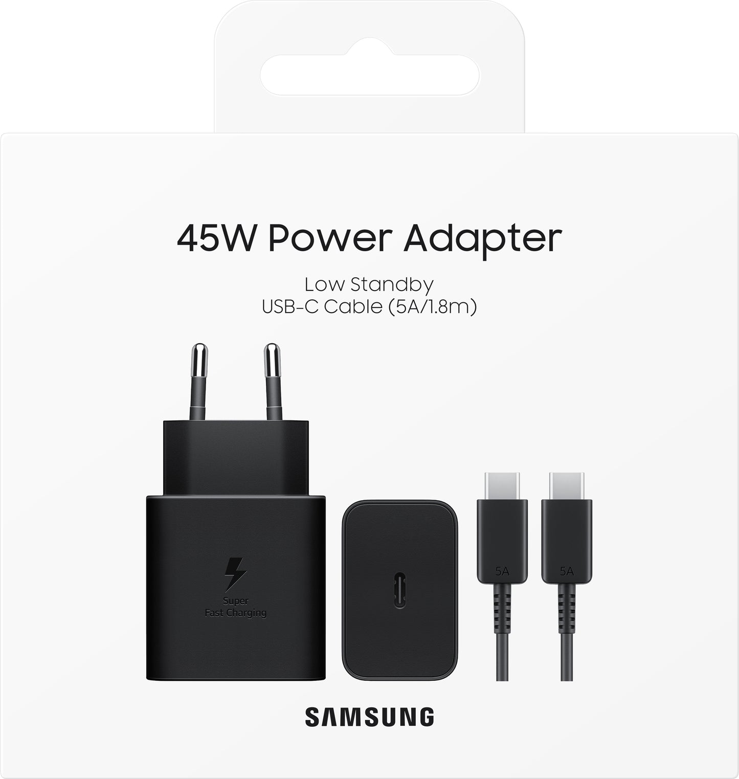 Caricabatterie da rete con cavo USB-C Samsung, 45W, 4.05A, 1 x USB-C, Nero EP-T4511XBEGEU