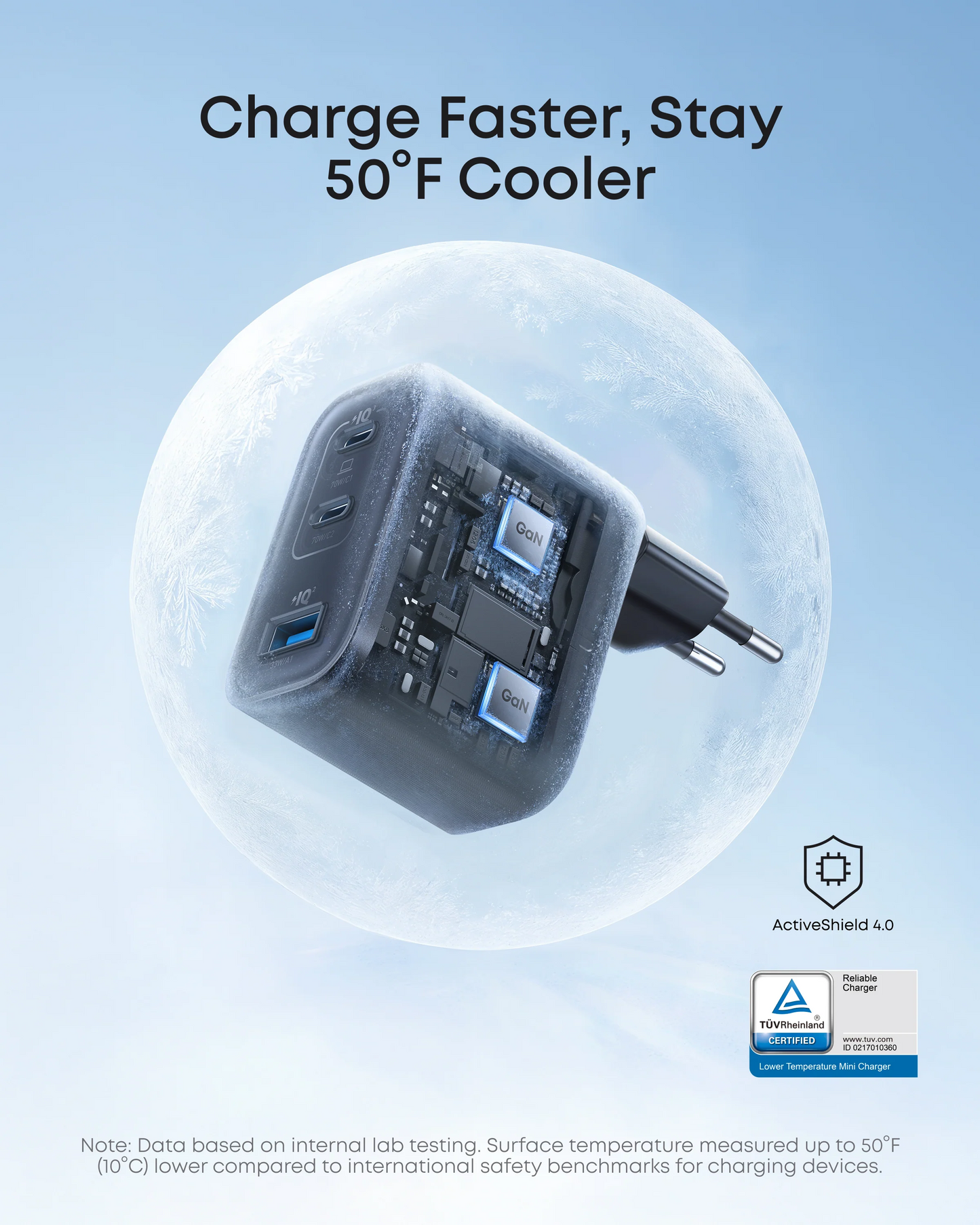 Caricabatterie da Rete con Cavo USB-C Anker Nano, 70W, 3.5A, 1 x USB-A - 2 x USB-C, Grigio B121A311