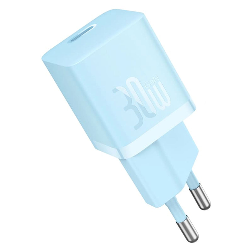 Caricabatterie Rete con Cavo USB-C Baseus GaN Mini 1C, 30W, 3A, 1 x USB-C, Blu P10110902313-00