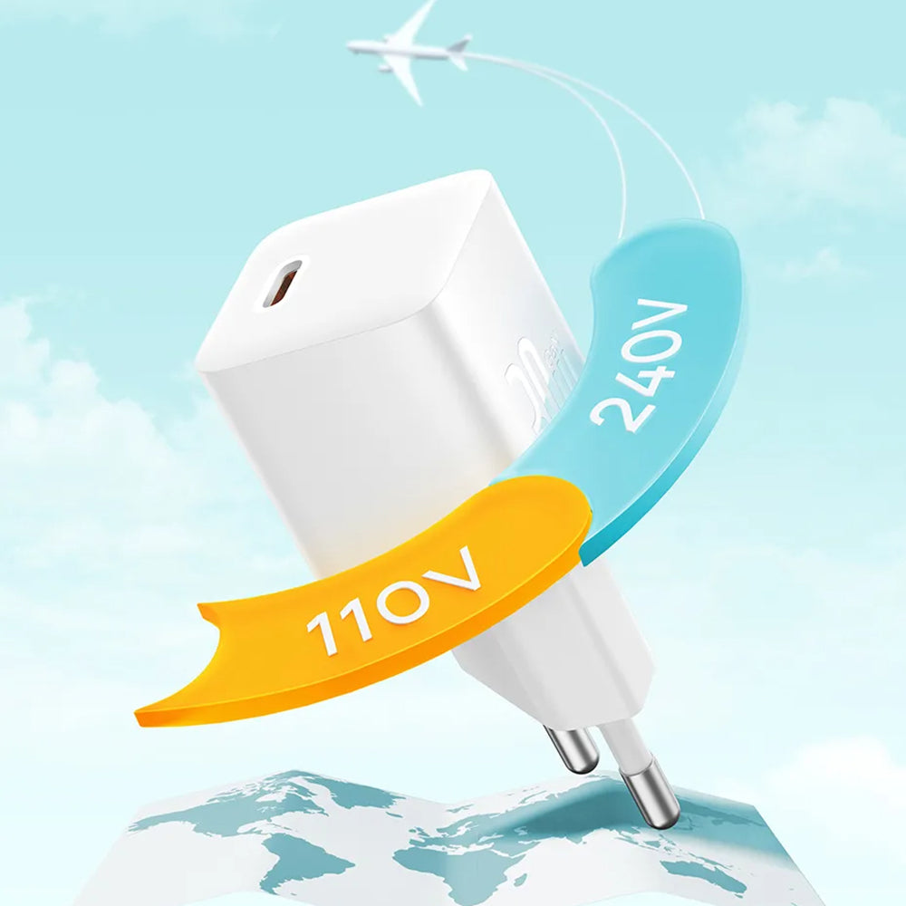 Caricabatterie Rete con Cavo USB-C Baseus GaN Mini 1C, 30W, 3A, 1 x USB-C, Blu P10110902313-00