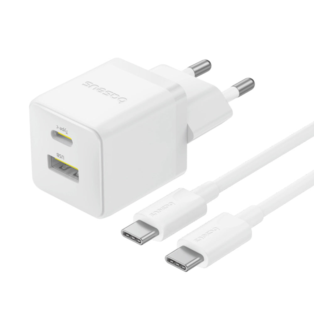 Caricabatterie Rete con Cavo USB-C Baseus Palm, 30W, 3A, 1 x USB-A - 1 x USB-C, Bianco P1011160A213-01