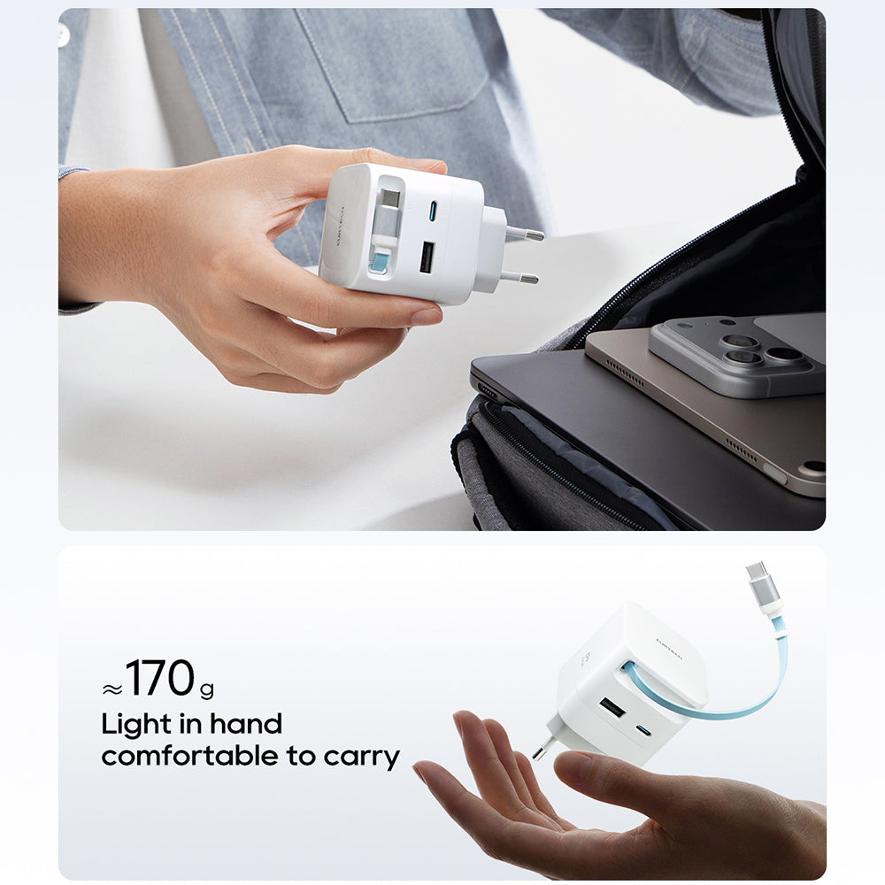 Caricatore da rete con cavo USB-C Cuktech, 67W, 3,25A, 1 x USB-A - 1 x USB-C, Bianco CUKA653WEUWT