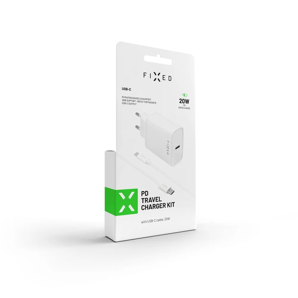 Caricabatterie Rete con Cavo USB-C Fixed, 20W, 3A, 1 x USB-C, Bianco