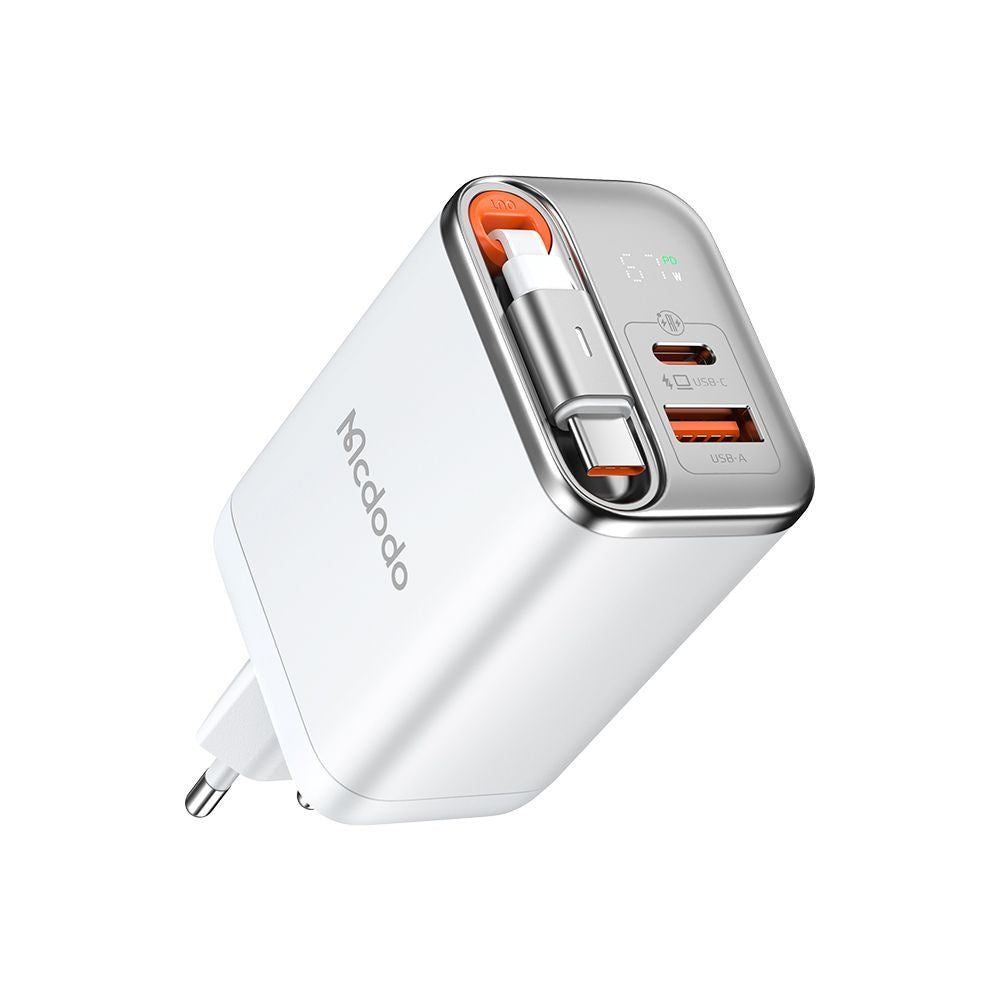 Caricabatterie Rete Con Cavo USB-C McDodo CH-4103 FreeGo Display, 67W, 3.35A, 1 x USB-A - 1 x USB-C, Bianco