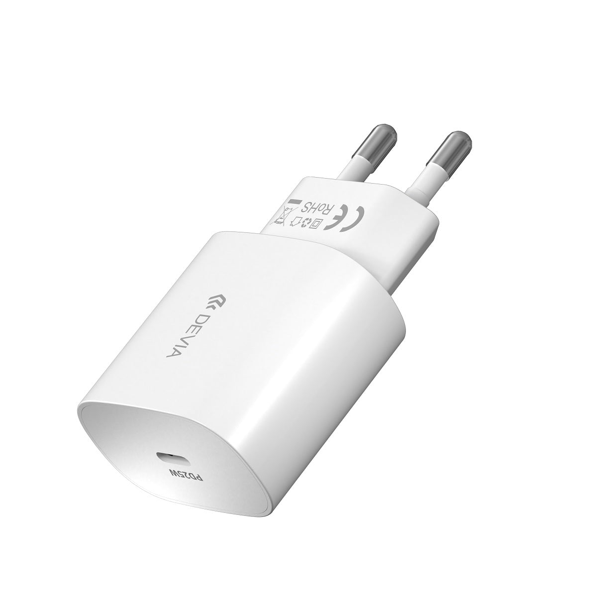 Caricabatterie Rete Con Cavo USB-C DEVIA RLC-383, 25W, 3A, 1 x USB-C, Bianco