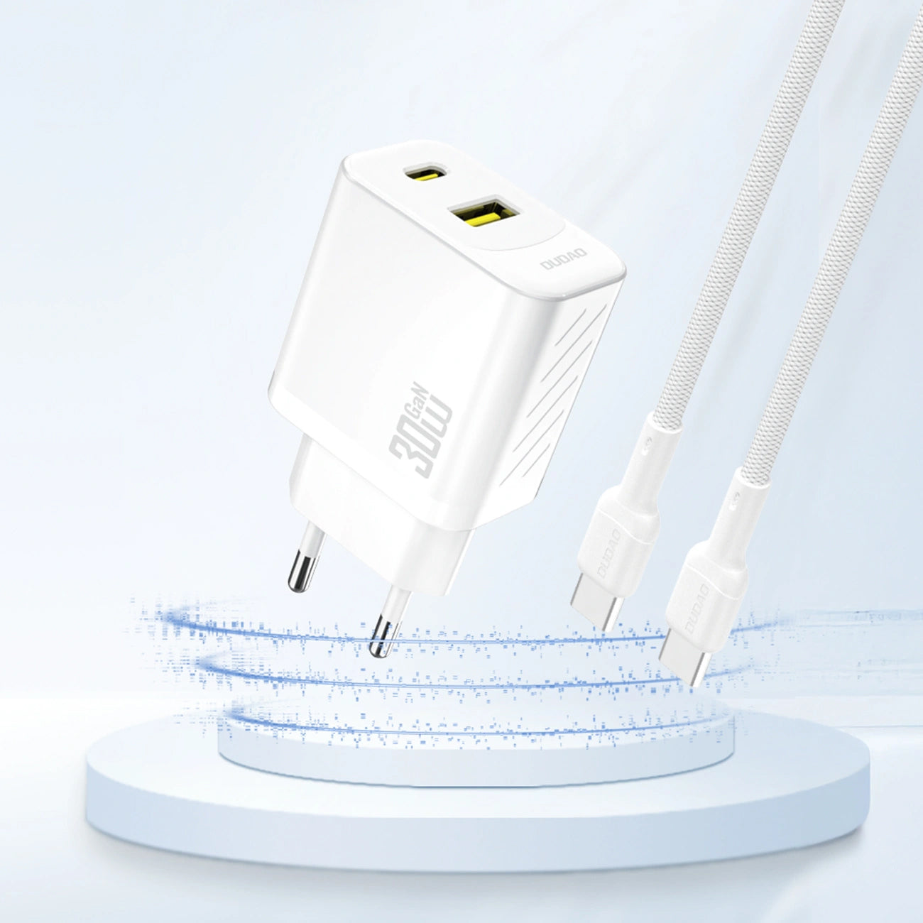 Caricabatterie Rete Dudao A27TEU, 30W, 3A, 1 x USB-A - 1 x USB-C, Bianco