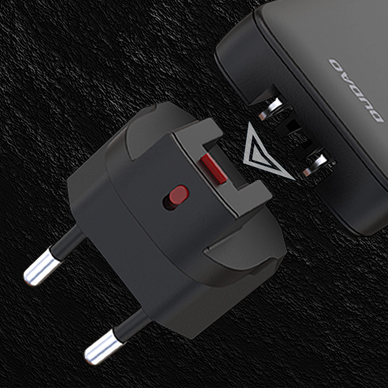 Dudao A65Q Travel Network Charger, 65W, 3.25A, 1 x USB-A - 1 x USB-C, Black