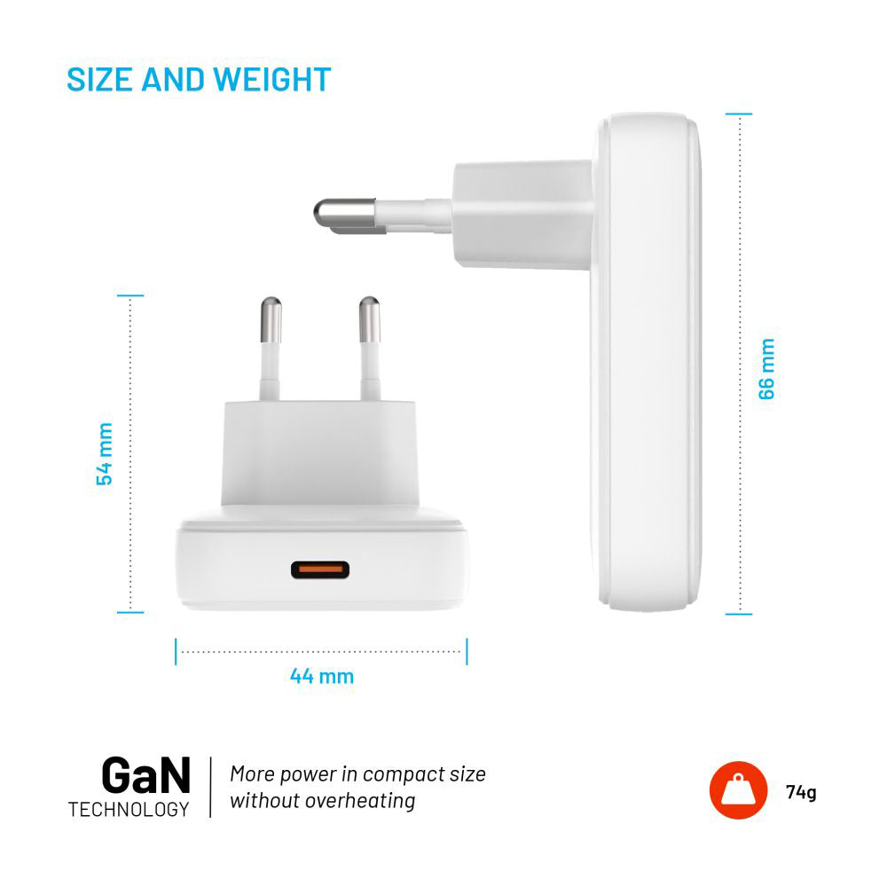 Caricabatterie Retea Fixed, 30W, 3A, 1 x USB-C, Bianco