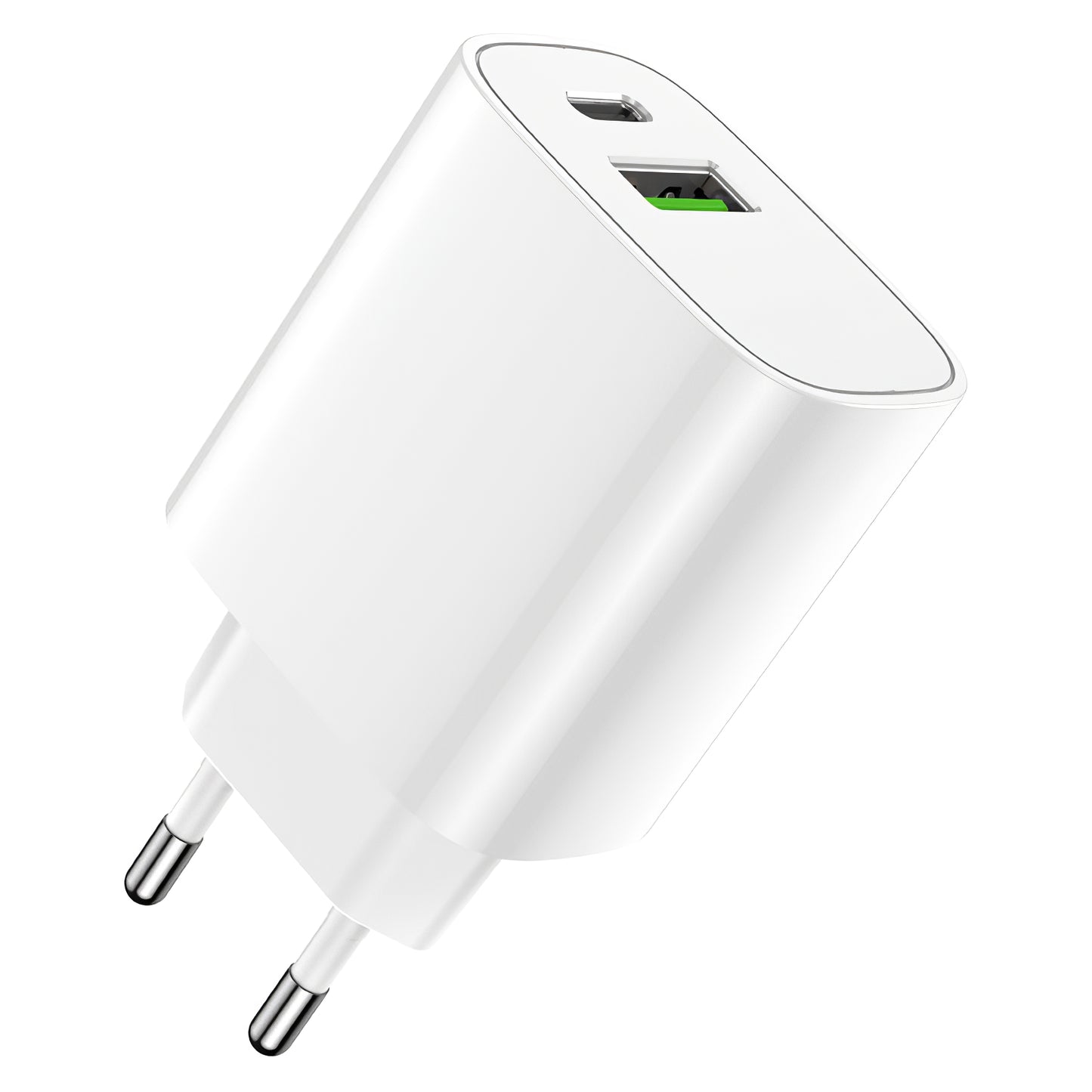 Caricabatterie di rete Forever LS-04, 20W, 3A, 1 x USB-A - 1 x USB-C, bianco