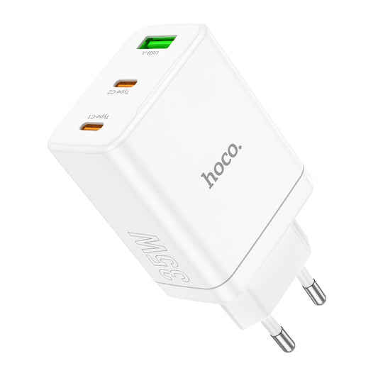 Caricabatterie di rete HOCO N33, 35W, 3A, 1 x USB-A - 2 x USB-C, bianco