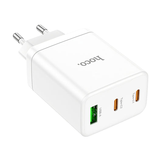 Caricabatterie di rete HOCO N33, 35W, 3A, 1 x USB-A - 2 x USB-C, bianco