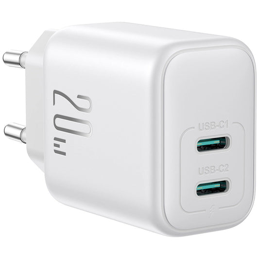 Caricabatterie Rete Joyroom JR-TCF12, 20W, 3A, 2 x USB-C, Bianco