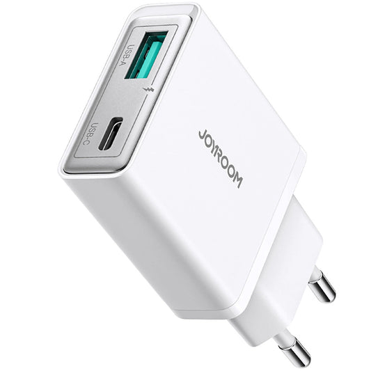Caricabatterie di rete Joyroom JR-TCF14, 20W, 3A, 1 x USB-A - 1 x USB-C, bianco