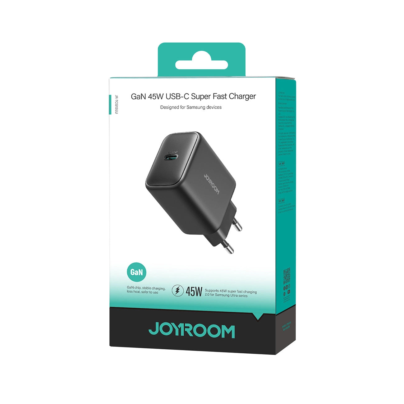 Caricabatterie Rete Joyroom JR-TCG13, 45W, 3A, 1 x USB-C, Nero