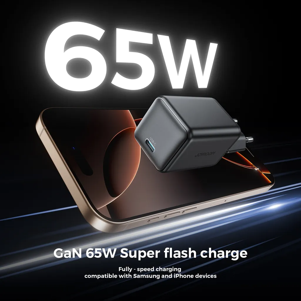 Caricabatterie Rete Joyroom JR-TCG18, 65W, 3.25A, 1 x USB-C, Nero